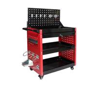 Heavy-Duty Blue Steel Tool Cart with Handle - 3 Durable Shelves, Perfect for Garage & Home Use, 80 x 37 x 72 cm - Ultimate Storage Solution for Tools & Supplies