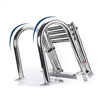Heavy Duty Boat Ladder 316 Stainless Steel 4 Step Extension Telescoping Folding Ladder for Rear Entry Inboard, Wide Steps, Strong Handrails