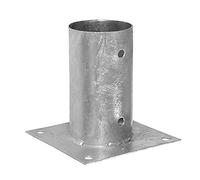 Heavy Duty Bolt Down Round Postfoot Silver Hot Galvanised Post Base Support for Pergola Terrace Gazebo (101mm x 150mm)