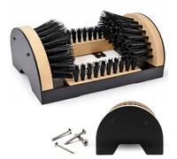 Heavy Duty Boot Scrubber Brush - 4-Way Shoe & Boot Cleaner with Stiff Bristles, Wood & Steel Construction, Ideal for Mud, Snow & Dirt - Outdoor & Entryway Footwear Cleaner
