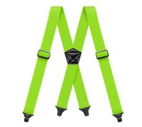 Heavy Duty Braces for Men Airport Friendly Hidden Suspenders 3.8 cm Wide X-Back with 4 Plastic Gripper Clasps Adjustable Elastic Trouser Pants Fluorescent Yellow