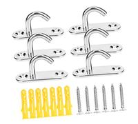 Heavy Duty Bracket Screws，6pcs Stainless Steel Lifting Ring Ceiling Hooks for Hanging Lamp Hardwares Wall Mount Pad Eye Plate Screw Use