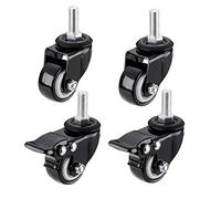 Heavy Duty Braked Swivel Castor Wheels M8 / M10 / M12 Thread 2 Inch 200KG Stem With Brake Silent Heavy Duty Universal Swivel Industrial Trolley Replacement Wheels 4 Pack