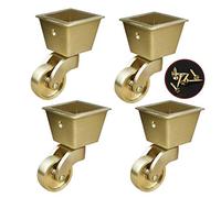 Heavy Duty Brass Caster Wheels - 4pcs 1.25in Square-Cup Swivel Wheels 135kg Load Capacity Ideal for Pianos Sofas Tables Includes Screws for Easy Installation