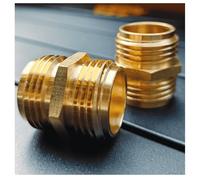 Heavy Duty Brass Male to Male Hose Adapter, 3/4" GHT Double Males Connector for Garden Hose, Leak-Proof with Rubber Gaskets,Through Hard Freezes Without Cracking (2 Pack)