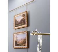 Heavy Duty Brass Plated Large Picture / Mirror Hanging Kit, Victorian Pictures Rail Hooks and Wire Adjustable, Exhibit Multi Display Photo Frame Kit(900mm/90cm)