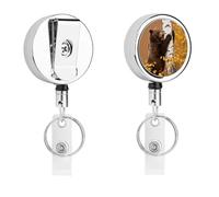 Heavy Duty Brown Bear by Birch Tree Badge Reel with 360° Swivel Alligator Clip & 24" Retractable Nylon Cord Lightweight Name Badge Holder for Nurse Teacher Office Worker Id Card Decor