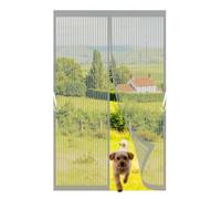 Heavy Duty Bug Mesh Curtain 110 x 160 cm No-Drill Easy Installation Automatically Closes Powerful Magnets Heavy Duty Mesh Bug Curtain for Bedroom Pet Friendly Living Room, Grey