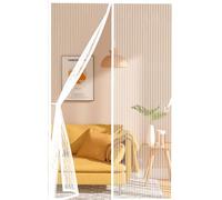 Heavy Duty Bug Mesh Curtain 151 x 243 cm Durable, Keeps Bugs Out, Kid and Pet Friendly Magnetic Door Curtains Fly Screen Hundreds of Sizes, Lets Fresh Air in, White