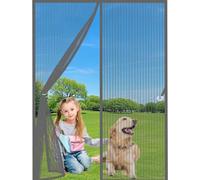 Heavy Duty Bug Mesh Curtain 151x183cm(WidthxHigh) Durable, Keeps Bugs Out, Kid and Pet Friendly Magnet Fly Screen Door Insect Protection Lets Fresh Air in, Hundreds of Sizes, Grey