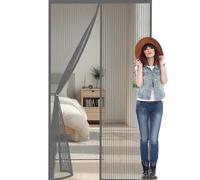 Heavy Duty Bug Mesh Curtain 151x216cm(WidthxHigh) Powerful Magnets and Full Frame Magic Tape, No Drill Installation Screen Doors with Magnets Hundreds of Sizes, Lets Fresh Air in, Grey