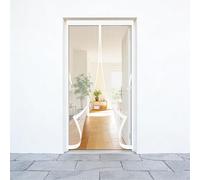 Heavy Duty Bug Mesh Curtain 155 x 180 cm No-Drill Easy Installation Automatically Closes Powerful Magnets Reinforced Patio Door Net for Bedroom Pet Friendly Living Room, White