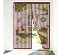 Heavy Duty Bug Mesh Curtain 155 x 190 cm Frame Hook & Loop Keep Bugs Out Lets Fresh Air in No Gap Reinforced Patio Door Net for Bedroom Pet Friendly Living Room, Brown