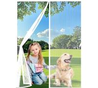 Heavy Duty Bug Mesh Curtain 157x207cm(WidthxHigh) Durable, Keeps Bugs Out, Kid and Pet Friendly Anti Mosquito Fly Curtain Door Screens Nets Hundreds of Sizes, Lets Fresh Air in, White