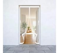 Heavy Duty Bug Mesh Curtain 390 x 430 cm Frame Hook & Loop Keep Bugs Out Lets Fresh Air in No Gap Fly Screen Curtain for Bedroom Pet Friendly Living Room, White