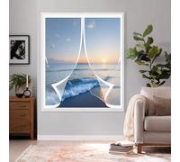 Heavy Duty Bug Mesh Curtain 43 x 112 cm Magnetic Closure, Easy to Install, Insect Protection Magnetic Window Screen Customizable for Keeping Out Flies & Bug, White