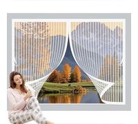 Heavy Duty Bug Mesh Curtain 57x114cm Automatically Closes, Keep Bugs Out, Without Drilling, Easy to Install, Side Opening Fly Screens for Patio Door/Balcony Door, White