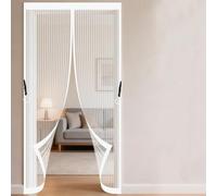 Heavy Duty Bug Mesh Curtain 60 x 110 cm Frame Hook & Loop Keep Bugs Out Lets Fresh Air in No Gap Fly Screen Curtain for Bedroom Pet Friendly Living Room, White