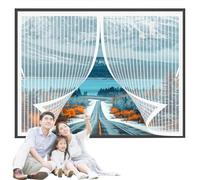 Heavy Duty Bug Mesh Curtain 60x100cm(W x H) Durable Material, Automatic Closure, No Drilling Required Mosquito Net Window Fly Screen Customizable for Multiple Curtain Types, White