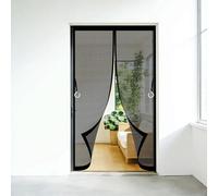 Heavy Duty Bug Mesh Curtain 70 x 100 cm No-Drill Easy Installation Automatically Closes Powerful Magnets Mesh Door Curtain for Bedroom Pet Friendly Living Room, Black