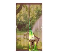 Heavy Duty Bug Mesh Curtain 86 x 300 cm No-Drill Easy Installation Automatically Closes Powerful Magnets Heavy Duty Mesh Bug Curtain for Bedroom Pet Friendly Living Room, Brown