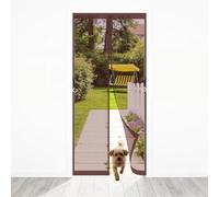 Heavy Duty Bug Mesh Curtain 86 x 300 cm No-Drill Easy Installation Automatically Closes Powerful Magnets Door Screens Nets for Patio Doors Balcony Sliding Door, Brown