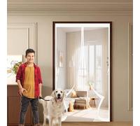 Heavy Duty Bug Mesh Door 138 x 206 cm Anti Mosquito, Keep Fresh Air in, Portable, Foldable, Custom Sizes, Door Screen Mosquito Net Magnetic for Patio/Balcony, White