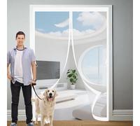Heavy Duty Bug Mesh Door 163 x 111 cm Anti Mosquito, Keep Fresh Air in, Portable, Foldable, Custom Sizes, Magnetic Thermal Doors for Patio Door/Balcony, White