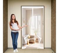 Heavy Duty Bug Mesh Door 170 x 190 cm Automatically Closes, Keep Bugs Out, Without Drilling, Easy to Install, Fly Door Screen Mesh for Patio/Balcony, White