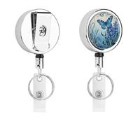 Heavy Duty Butterfly Hyacinth Cluster Badge Reel with 360° Swivel Alligator Clip & 24" Retractable Nylon Cord Lightweight Name Badge Holder for Nurse Teacher Office Worker Id Card Decor