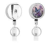 Heavy Duty Butterfly Iris Bloom Badge Reel with 360° Swivel Alligator Clip & 24" Retractable Nylon Cord Lightweight Name Badge Holder for Nurse Teacher Office Worker Id Card Decor