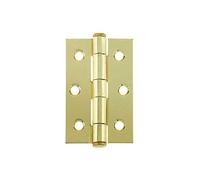 Heavy Duty Button Tipped Hinge - 76mm x 50mm x 2mm - Electro Brassed