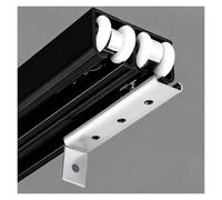 Heavy Duty Bypass Sliding Barn Door Hardware Kit for 2 Doors9/6/10/8ft Double Track Rails & Rollers Wall/Top Mount Pocket Door Set (Black 3.5ft/107cm)
