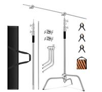 Heavy Duty C Stand 10.8ft/330cm with Boom Arm 100% Stainless Steel Photography C-Stand with Carry Bag Sandbag 3*Clip 2*Grip Head for Photography Studio Video Monolight Softbox Shooting