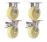 Heavy-Duty C Wheels 4-Pack 6-Inch Nylon Swivel Trolley Wheels Silent Industrial Transport Rollers with Brake 45mm Wide Replacement Furniture Cs