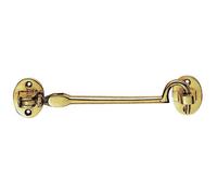 Heavy Duty Cabin Hook & Eye - Polished Brass - 305mm Arm Cabinet Hatch Lock | Wall Mounted Bracket Door Latch - Shed Door, Cupboard Door, Outdoor Gate Hook - Privacy Door Furniture