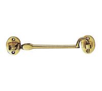 Heavy Duty Cabin Hook & Eye - Polished Brass - 305mm Arm Cabinet Hatch Lock | Wall Mounted Bracket Door Latch - Shed Door, Cupboard Door, Outdoor Gate Hook - Privacy Door Furniture