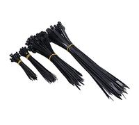 Heavy Duty Cable Ties Assortment - 200 Pieces - 4 6 8 12 Inch Assorted Sizes - Industrial Grade Nylon 6 6 Zip Ties with 18 to 120 lb Tensile Strength for Wire Management - Black (Black)