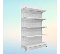 Heavy Duty Candy Display Rack - Commercial Center Island Shelves for Supermarkets, Drugstores & Garage Storage, Retail Convenience, Sturdy White Cabinet (120x43x165cm)