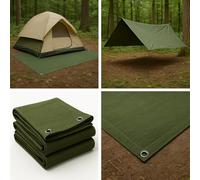 Heavy Duty Canvas Tarp for Camping & Outdoor Shelter - Waterproof Groundsheet & Tent Cover - Durable Breathable Tarpaulin for Hiking, Travel, Rain Protection (Multiple Sizes) (Green, 6 x 8 ft)