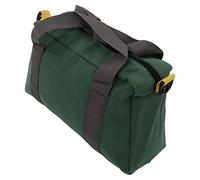 Heavy Duty Canvas Tool Bag, Large Capacity Water Resistant Zipper Tool Tote Bag with End Pockets, for Woodworking, Electrician, Construction, Mechanic, Garden, Olive Green, 11 X
