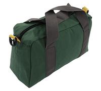 Heavy Duty Canvas Tool Bag, Large Capacity Water Resistant Zipper Tool Tote Bag with End Pockets, for Woodworking, Electrician, Construction, Mechanic, Garden, Olive Green, 11 X