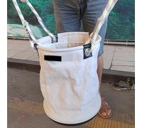 Heavy Duty Canvas Tool Bucket with Reinforced Plastic Bottom, Straight-Wall Work Bag for Electrician and Gardener, for Durable Utility Storage Pouch(White)