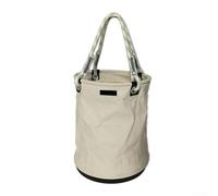 Heavy Duty Canvas Tool Bucket with Reinforced Plastic Bottom, Straight-Wall Work Bag for Electricians and Gardeners, Wear-Resistant Storage Pouch(White)