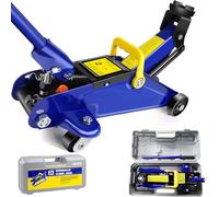 Heavy Duty Car Jack Hydraulic 2 Ton, Steel Trolley Floor Jack with Swivel Casters, Carry Case, Low Profile Hydraulic Trolley Jack for Car, Van, Home Garage Tyre Repair Change Tire Emergency Tool