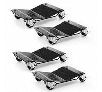 Heavy-Duty Car Wheel Dolly Set for Garage Workshop | 1500 lbs Capacity Each, 360° Swivel Casters with Locking Brakes, V-Shaped Non-Slip Tire Cradle, Vehicle Moving Dolly