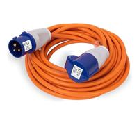 Heavy Duty Caravan Hook Up Cable, 15M Extension Lead Cable, 16 Amp Cable 240V Camping Extension Lead, High Visibility Orange - Perfect for Campervans & Motorhomes (15M)