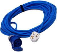 Heavy Duty Caravan Motorhome Hook Up Cable, 13A Plug to 16A Socket, 240V Mains, Blue, Various Lengths (2M)