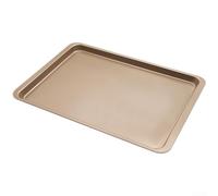 Heavy Duty Carbon Steel Baking Sheet 14.5 Inch, Nonstick Rectangular Cookie Pan with Rolled Edges for Pizza Roasting, Professional Oven Tray Black 37x25.5cm(Golden)