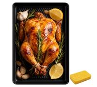 Heavy Duty Carbon Steel Baking Trays - Non-Stick Cookie Sheets, Extra Thick Anti-Warp Oven Pans - Professional Grade Trays for Baking, Roasting & Serving - Black - 34.1x24.2x2.7 cm - Easy to Clean